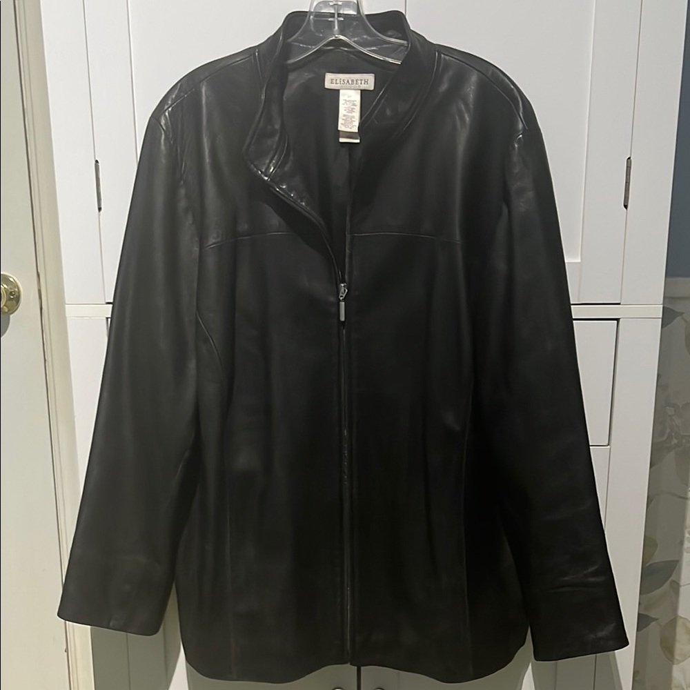 Elizabeth Black Leather Jacket. Size 2X. Gently worn.
